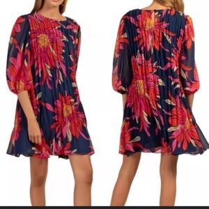Trina Turk Silvery Dress Mini Length Floral Print Multi Women's Size XL
